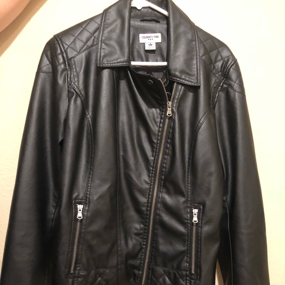 Celebrity Pink Leather Jacket XL